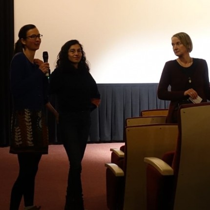 Carlotta Kittel (Regie), Andrea Herda Muñoz (Schnitt) und Anne Kellner (li.wu.-Leiterin) (v. l. n. r.)